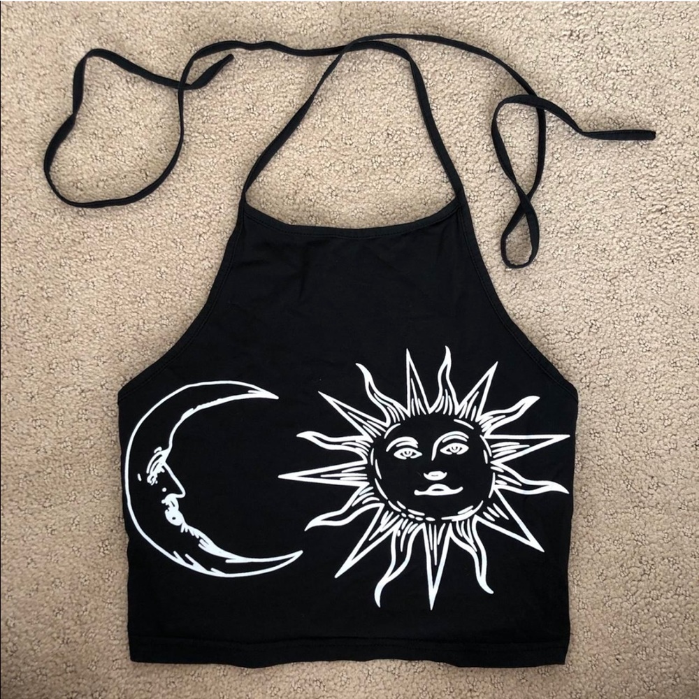 Moon and sun tie halter top